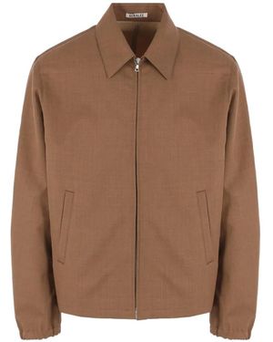 AURALEE Zip-Up Wool Jacket - Brown