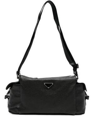 Prada Borsa A Spalla Con Placca Logo - Nero