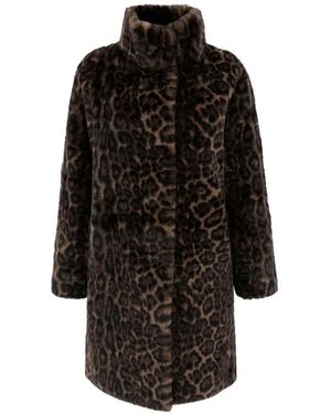 Apparis Blair Leopard-Print Faux-Fur Coat - Black