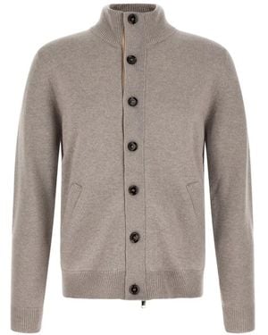 Brioni Cardigan A Collo Alto - Grigio
