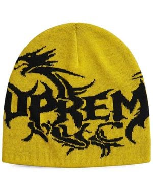 Supreme Dragon-Intarsia Beanie Hat - Yellow