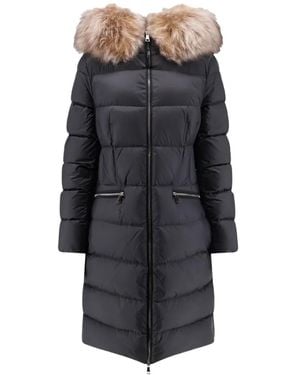 Moncler Boedic Shearling-Trim Down Coat - Black