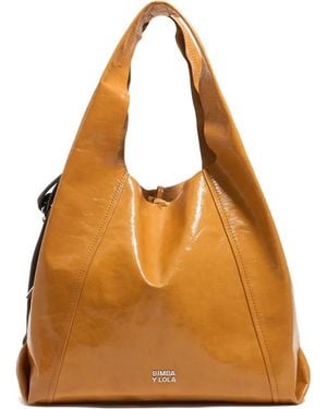 Bimba Y Lola Grote Paper Leren Schoudertas - Bruin