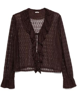 Bode Camicia Con Pizzo - Marrone