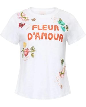 Cinq À Sept Camiseta Fleur D'Amour - Blanco