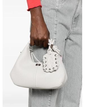 Ganni Mini Hobo Logo-Plaque Tote Bag - White
