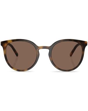 Dolce & Gabbana Logo-Chain Round-Frame Sunglasses - Brown