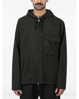Universal Works Hooded Stripe-Pattern Jacket - Black