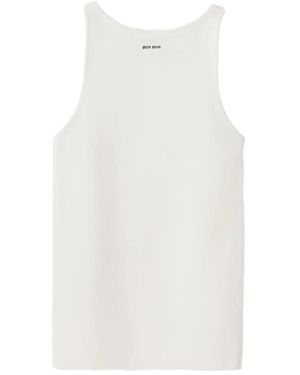 Miu Miu Logo Tank Tank Top - White