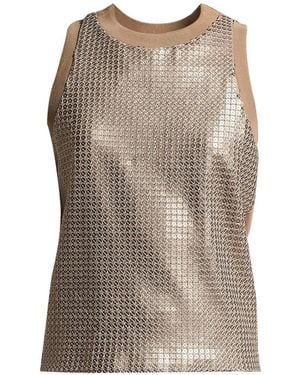 Peserico Sequin-Embellished Sleeveless Top - Brown