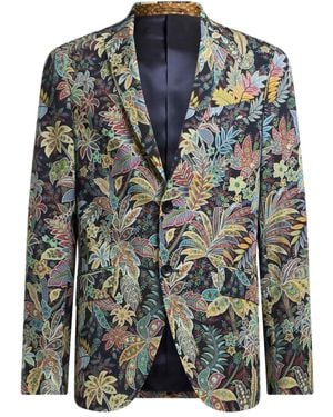Etro Floral-Print Wool Blazer - Green