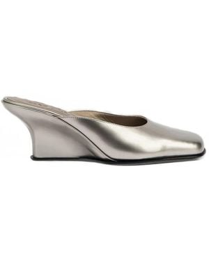BY FAR Caroo Sculpted-Wedge Mules - White