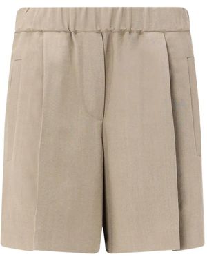 Brunello Cucinelli Pleated Elasticated-Waist Shorts - Natural