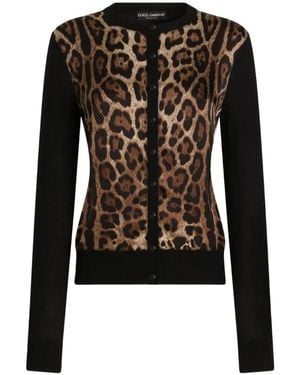 Dolce & Gabbana Wollcardigan Mit Leoparden-Print - Schwarz