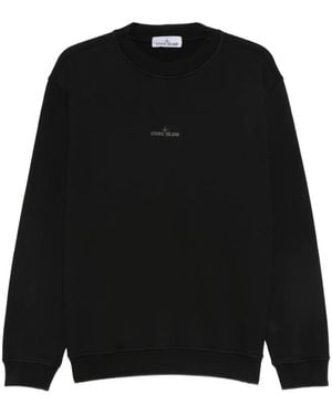 Stone Island Logo-Embroidered Cotton Sweatshirt - Black