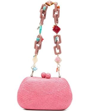 Serpui Heidi Woven Charm-Chain Bag - Pink