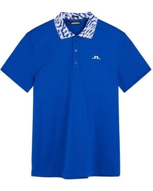 J.Lindeberg Abstract-Print Collar Polo Shirt - Blue