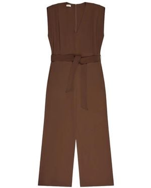 Glanshirt V-Neck Belted Jumpsuit - Brown