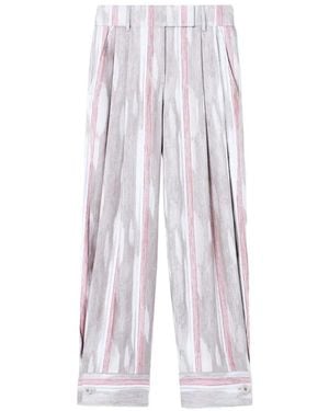 Giorgio Armani Stripe-Print Buttoned-Cuff Trousers - White