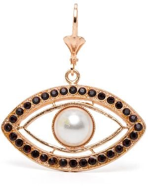 BLAKLACE Eye Shape Pearl Embellished Earrings - Metallic