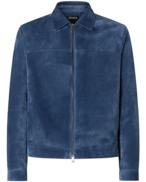 ZEGNA Light Suede Blouson - Blue