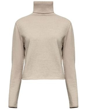 MM6 by Maison Martin Margiela Mock-Neck Long-Sleeve Top - Natural