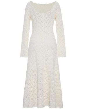 Cara Cara Kleid Aus Pointelle-Strick Mit Wellensaum - Weiß