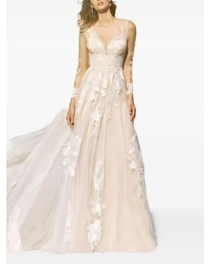 PRONOVIAS THE PARTY EDIT Liberty Floral-Appliqué Dress - Natural