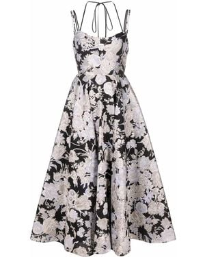 Erdem Rea フローラル フレアドレス - ブラック