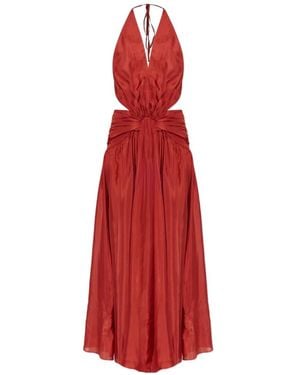 Zimmermann Indra Plunge-Neckline Cut-Out Maxi Dress - Red