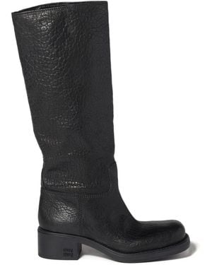 Miu Miu Stiefel Aus Leder - Schwarz