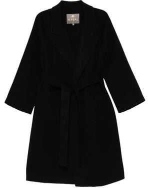N.Peal Cashmere Belted Woven Coat - Black