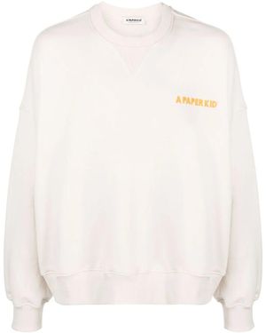 A PAPER KID Logo-Print Cotton Sweatshirt - White
