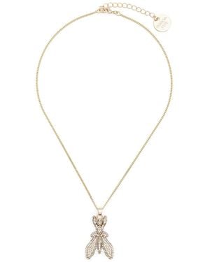 Patrizia Pepe Rhinestone-Embellished Fly Necklace - Metallic