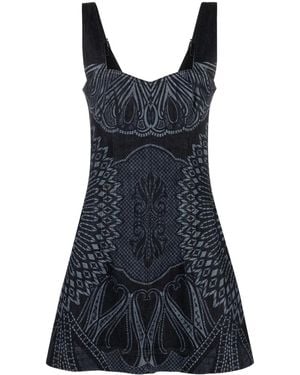 Alberta Ferretti Printed Denim Dress - Black