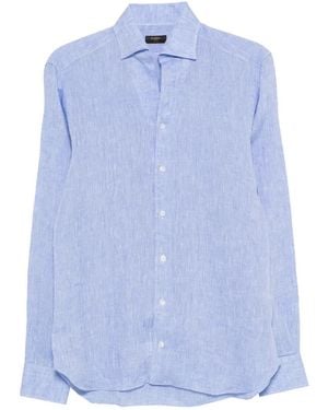 Barba Napoli Button-Down Linen Shirt - Blue