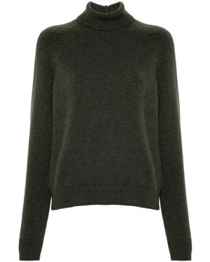 Fendi Turtleneck Cashmere Sweater With Subtle Side Detai - Grün