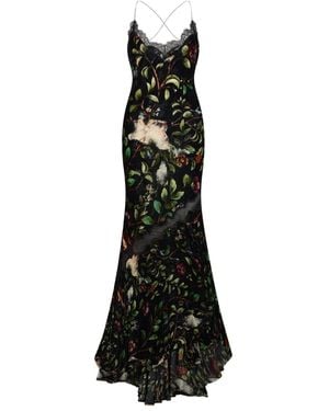 Roberto Cavalli Floral-Print Gown - Black
