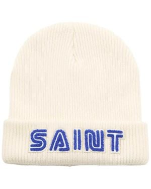 SAINT Mxxxxxx Logo-Embroidered Beanie Hat - White