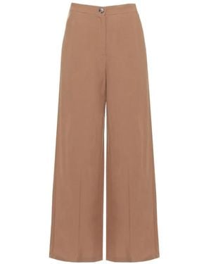 Emme Pressed-Pleats Wide-Leg Trousers - Natural