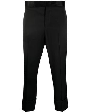 SAPIO Satin-Finish Cropped Tailored Trousers - Black