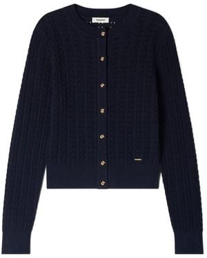 Sandro Cropped Textured Knit Cardigan - Black
