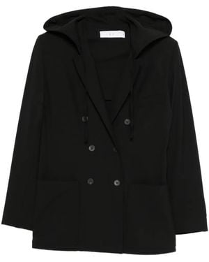 IRO Hooded Double-Breasted Coat - Black
