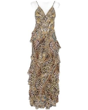 CAMILLA Ruffled Leopard-Print Dress - White