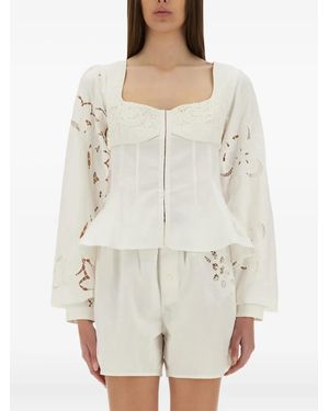 Marine Serre Long Sleeve Top - White