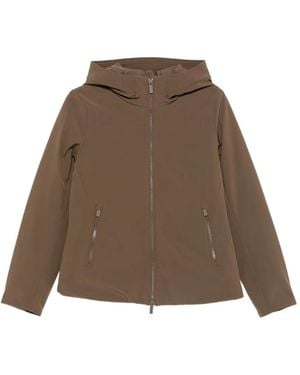 Woolrich Hooded Zip-Up Jacket - Brown
