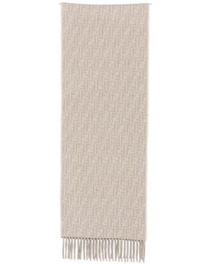 Fendi Ff Motif Fringed Scarf - White