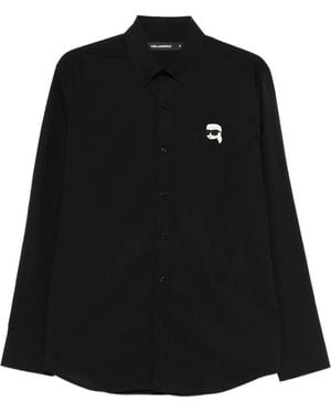 Karl Lagerfeld Logo-Embroidered Shirt - Black