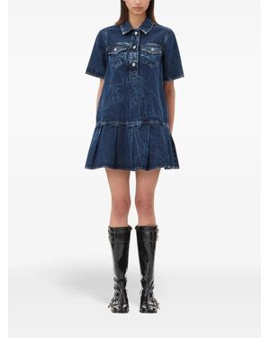 ganni tint denim strap dress Ganni Blue Light Washed Denim Dress
