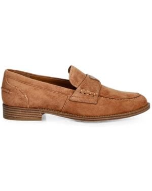 Guess Logo-Plaque Suede Loafers - Brown